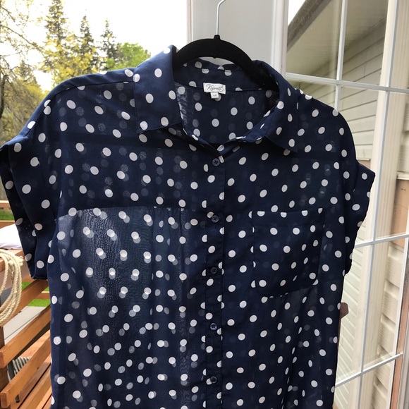 Navy polka dot blouse - Picture 2 of 3